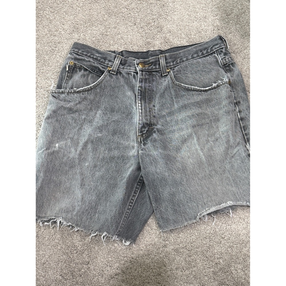 L.L. Bean Double L Natural Fit Mens Faded Black Denim Cut Off Shorts 33 0XQ88